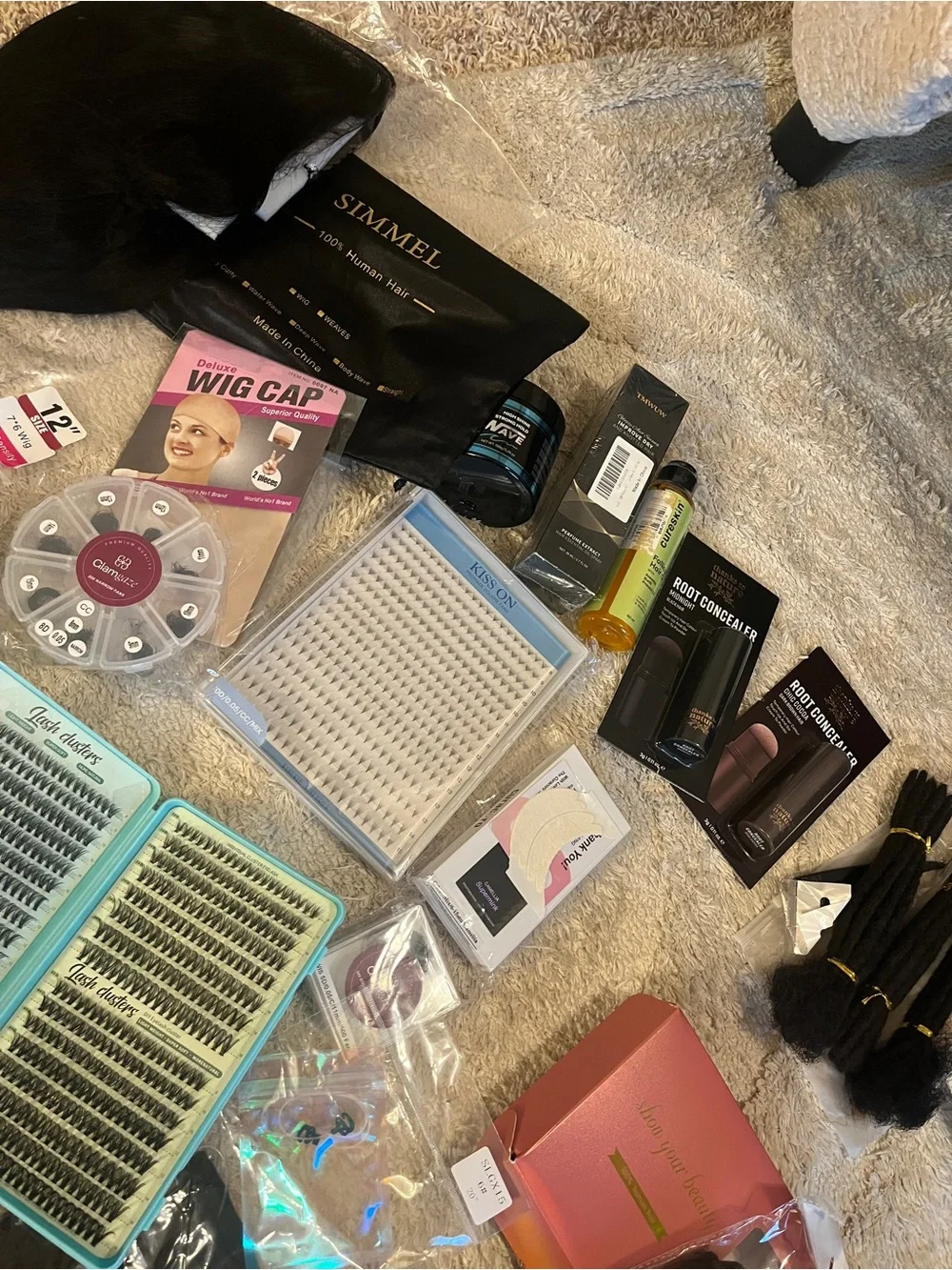 NWT Huge Assorted Human Hair Extensions & Wigs & Lashes both Human and Synthetic - Picture 9 of 15